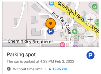 Parking info in Android
