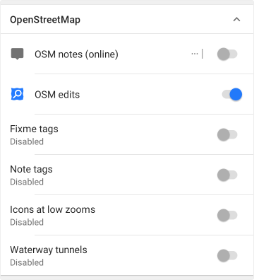 OpenStreetMap menu: split options