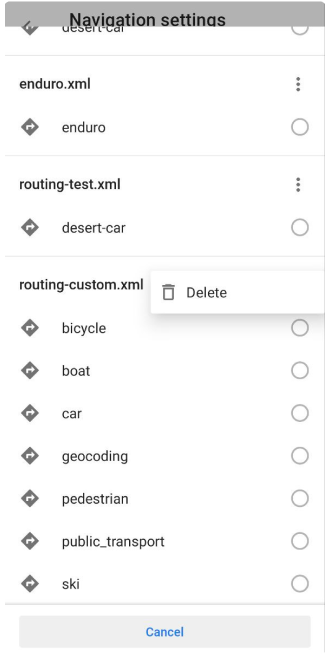 Delete custom routing