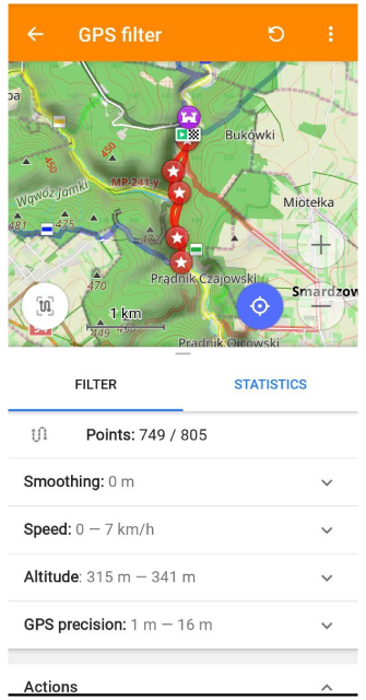 GPS filter screen Android