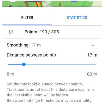 GPS filter smoothing numbers Android