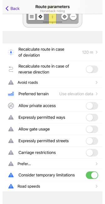 Horse routing settings iOS 1