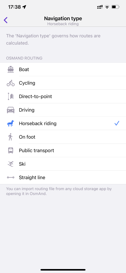 Horseback riding navigation type