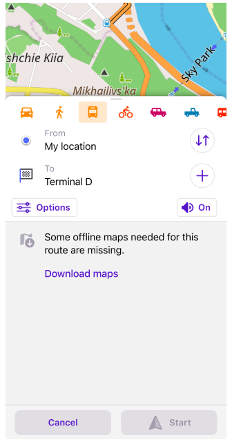 Map downloading suggestion iOS
