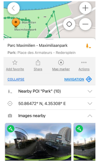 Mapillary plugin Map Conntext menu iOS