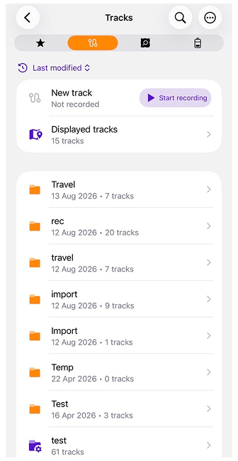 My Places with tracks in iOS