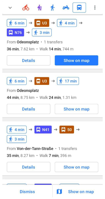 Navigation public transport way Android