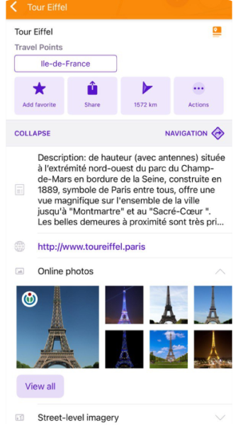 Menu contextuel Photos en ligne iOS