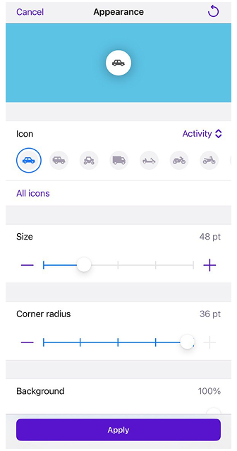 مظهر زر الخريطة