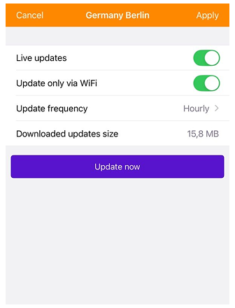 قائمة الخرائط OsmAnd الحية تحرير iOS