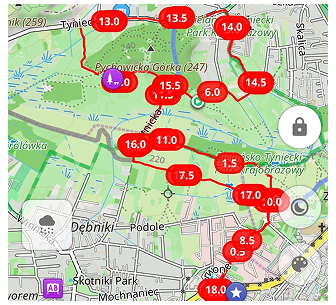 قائمة المسار - المظهر - الفاصل الزمني للتقسيم في أندرويد