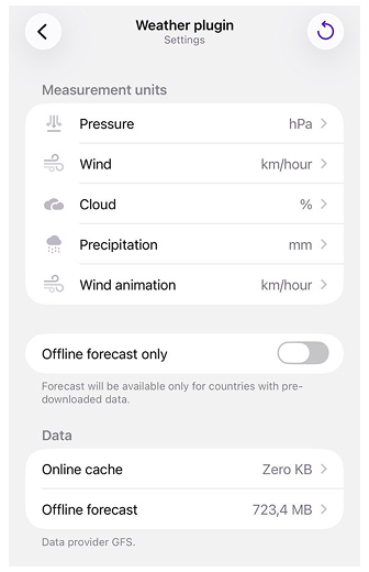 إعدادات الطقس iOS