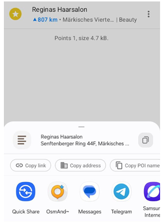 Share action Android