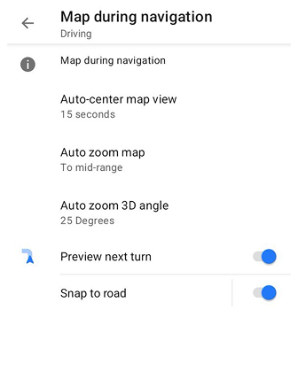 Map screen during navigation