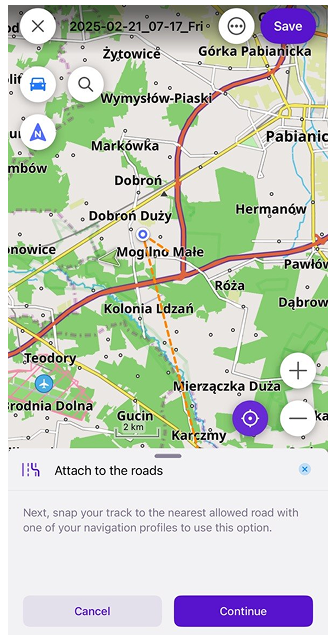 Plan a route snap-road-ios