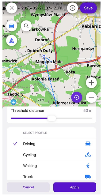 Plan a route snap-road-ios