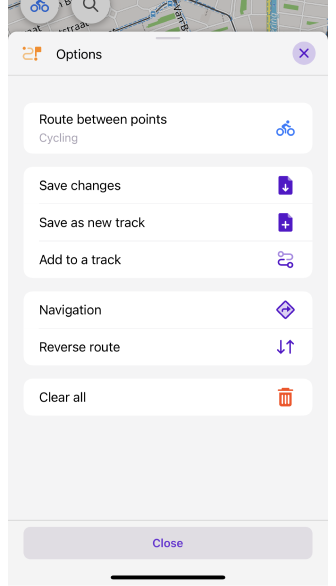 Plan a route ios-options