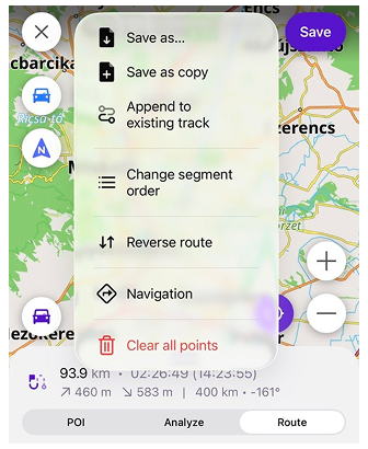 Plan a route ios-options