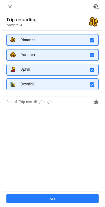 Trip recording widget