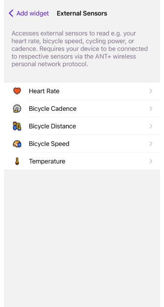Widgets Externe Sensoren iOS