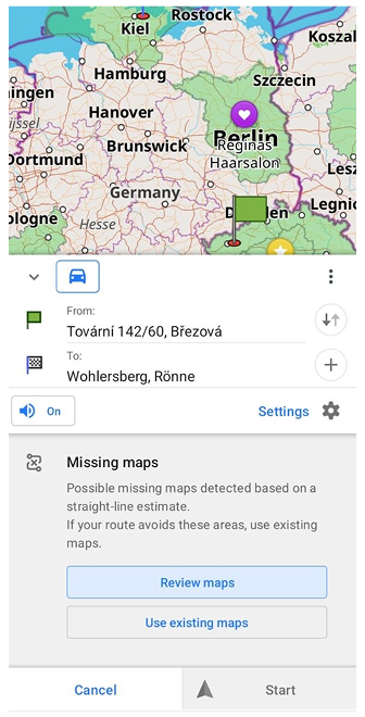 Meldung keine Karten beim Erstellen der Navigation Android 5