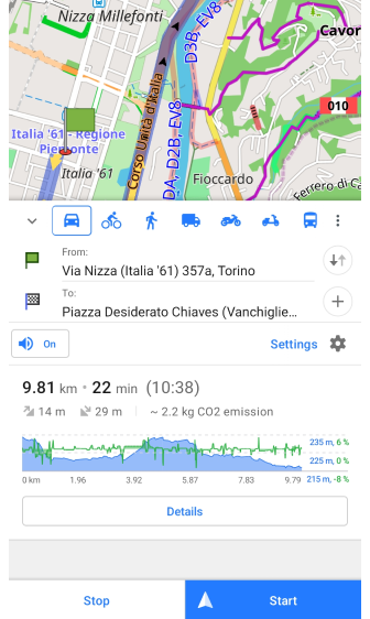 Navigationsbildschirm starten Android
