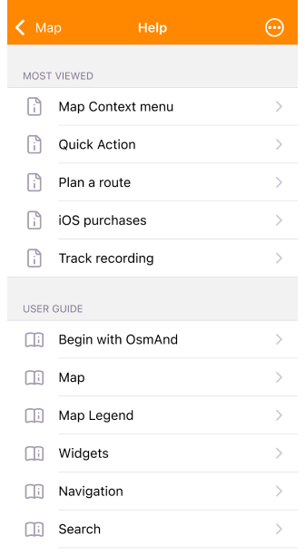 Kartenmenü iOS