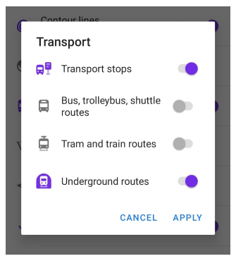 Öffentliche Verkehrsebene Android