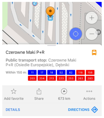 Kontextmenü Öffentliche Verkehrsmittel iOS