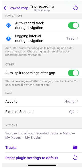 Routenaufzeichnung in iOS konfigurieren