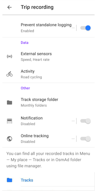 Routenaufzeichnung in Android konfigurieren