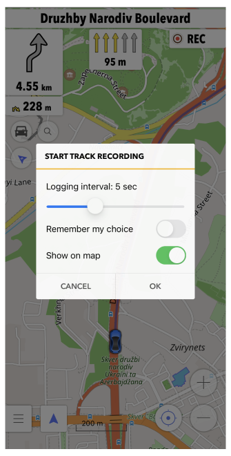 Reiseaufzeichnung starten iOS