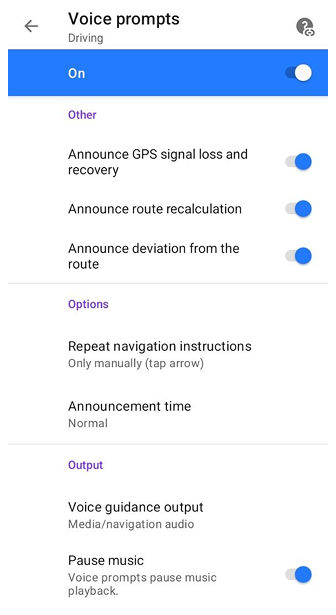 Sprachnavigationseinstellungen Android