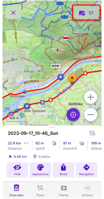Track Menü Gruppe Karte iOS