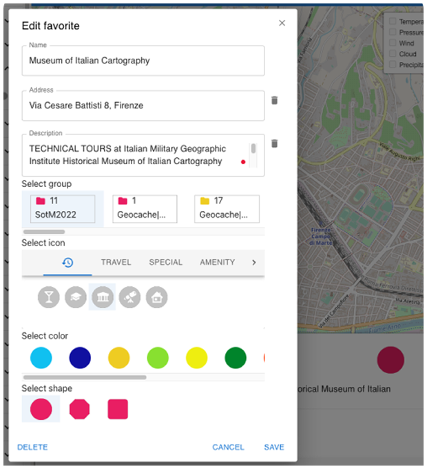 Agregar favoritos en OsmAnd Web