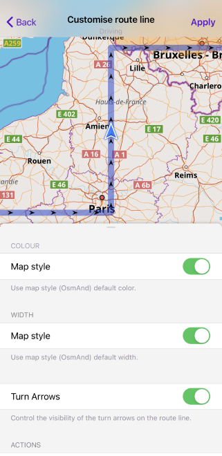 Itinéraire de navigation Android