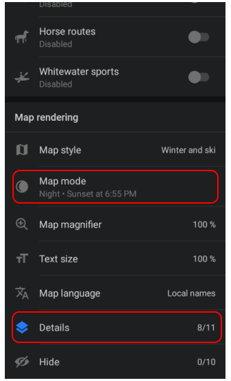 Activer le mode Nuit et l&#39;éclairage sous Android