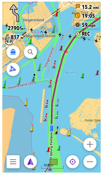 Écran de navigation en bateau iOS