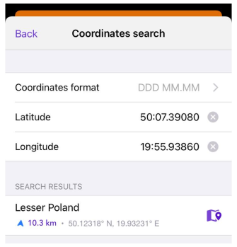 Rechercher des coordonnées iOS