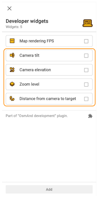 Widgets de position de la caméra 1