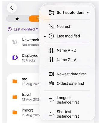 Fonction de tri des traces dans Mes lieux sur iOS
