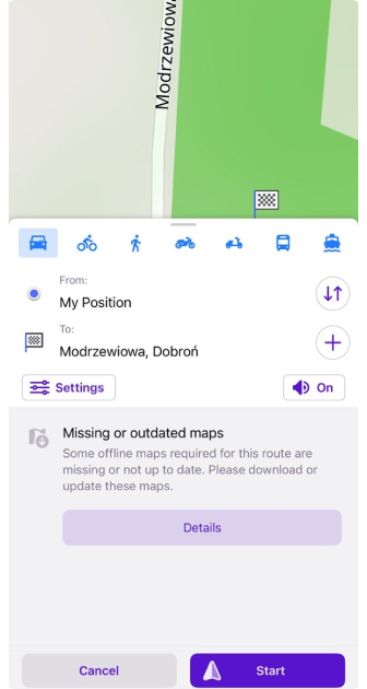 Message pas de cartes lors de la construction de la navigation iOS