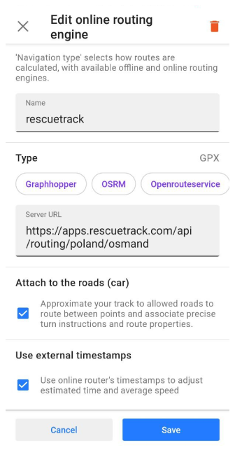 Routage GPX personnalisé Android 1