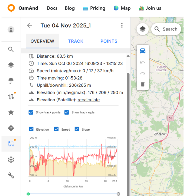 Panneau Aperçu web OsmAnd