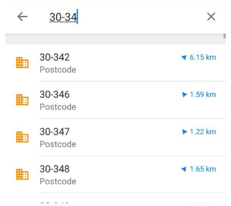 Rechercher un code postal Android