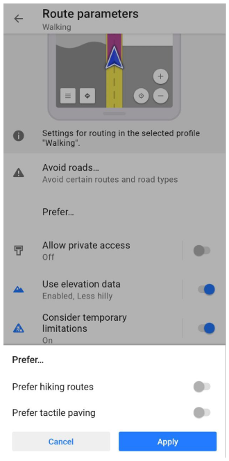 Altitude piéton Android