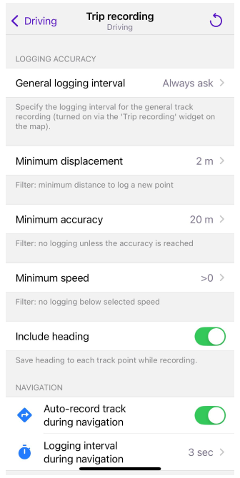 Configuration de l&#39;enregistrement de trajets sur iOS