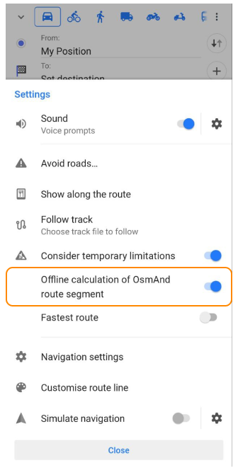 Paramètres de routage en ligne Android
