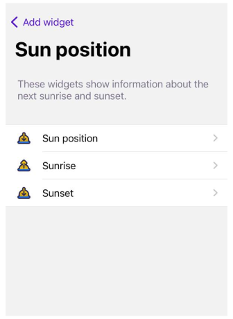 Widgets Coucher et lever du soleil