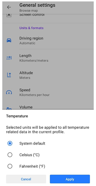 Paramètres Météo 2 Android